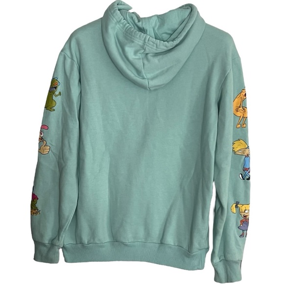 Nickelodeon 90's Retro Hoodie Mint Green Hey Arnold Cat Dog Rugrats Small - Picture 2 of 10